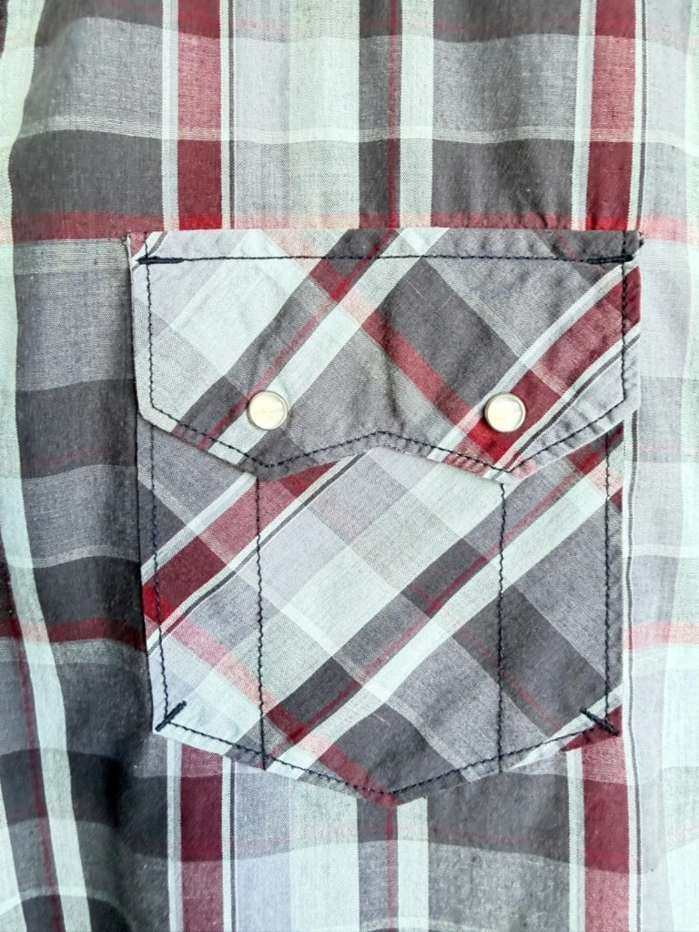 Levi’s Pearl Snap Western Shirt XXL – Gray & Wine Lightweight Long Sleeve